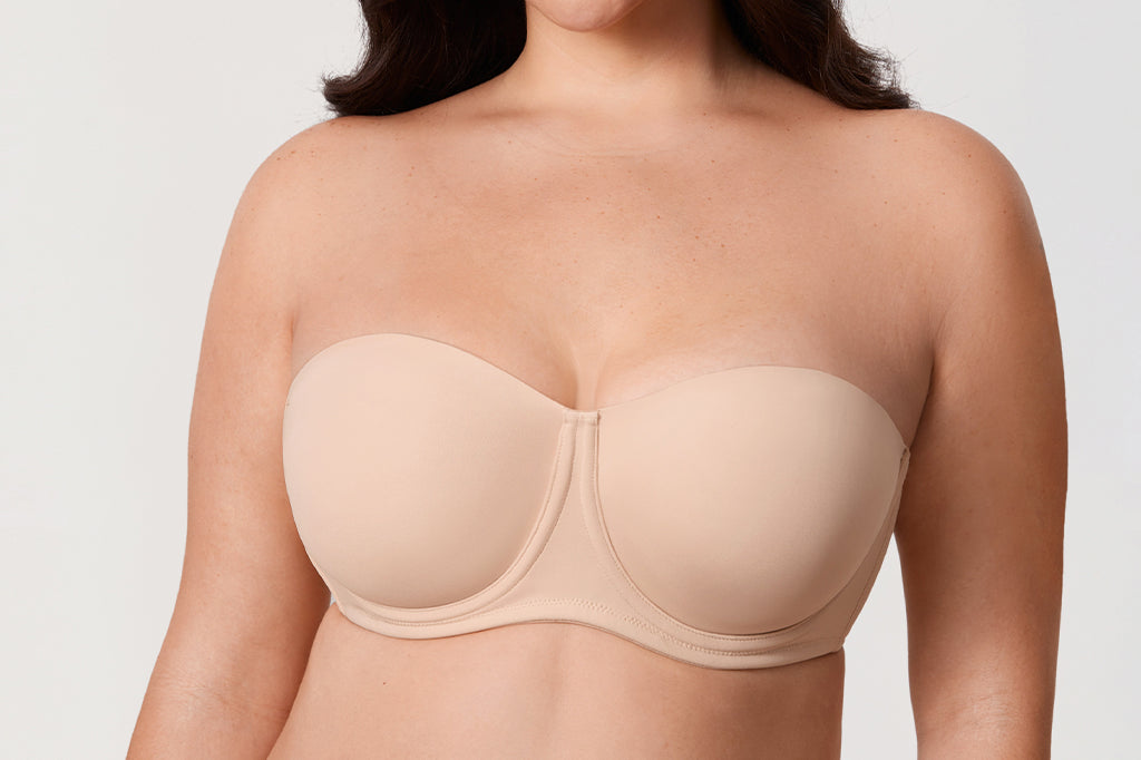 Women's Supportive Unlined Strapless Bra Beige