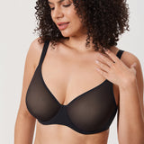Women's Sheer Mesh Full Coverage Bra Brown Purple