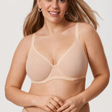 Women's Sheer Mesh Full Coverage Bra Brown Purple