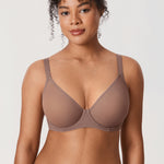 Women's Sheer Mesh Full Coverage Bra Brown Purple