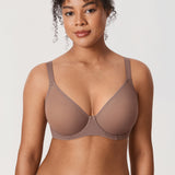 Women's Sheer Mesh Full Coverage Bra Brown Purple