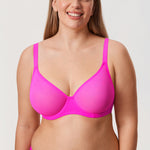 Women's Sheer Mesh Full Coverage Bra Brown Purple