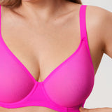 Women's Sheer Mesh Full Coverage Bra Brown Purple