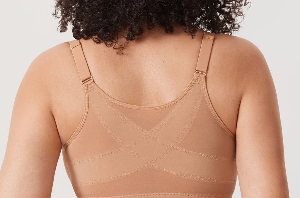 Women's Sheer Mesh Front Closure Posture Bra Barely Buff