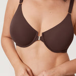 Women's Convertible X-Back Front Closure Bra - Underwire/Unlined/Racerback Hazelnut