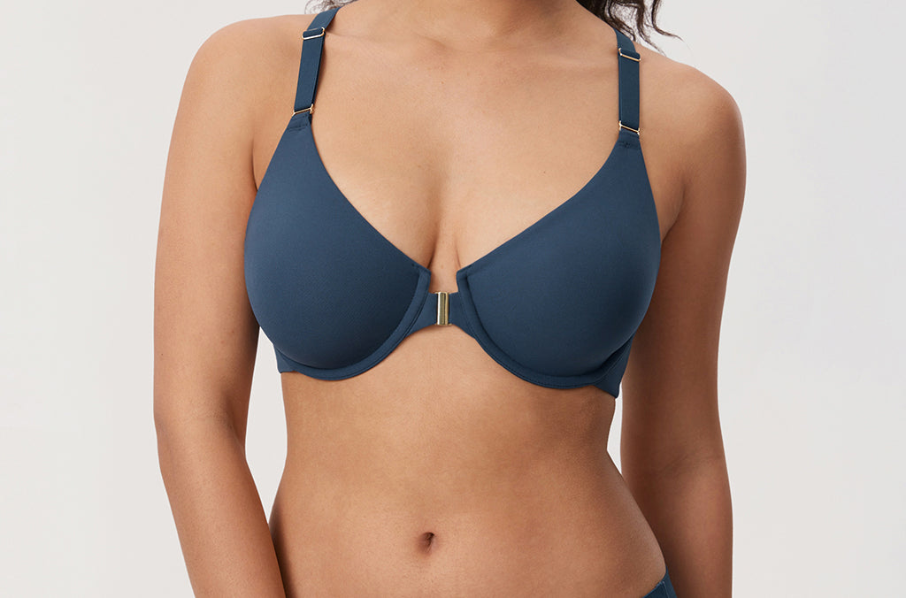 Women's Convertible X-Back Front Closure Bra - Underwire/Unlined/Racerback Sargasso