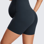 Women's Super High Waist Maternity Shorts 4" Black