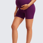Women's Super High Waist Maternity Shorts 4" Plum Magenta