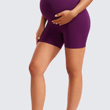 Women's Super High Waist Maternity Shorts 4" Plum Magenta