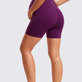 Women's Super High Waist Maternity Shorts 4" Plum Magenta