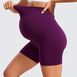 Women's Super High Waist Maternity Shorts 4" Plum Magenta
