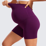 Women's Super High Waist Maternity Shorts 4" Plum Magenta