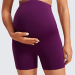 Women's Super High Waist Maternity Shorts 4" Plum Magenta