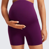 Women's Super High Waist Maternity Shorts 4" Plum Magenta