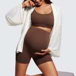 Women's Super High Waist Maternity Shorts 4" Dark Forest Green