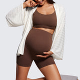 Women's Super High Waist Maternity Shorts 4" Dark Forest Green