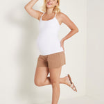 Women's Y Back Maternity Tank - Ruched Sides Black