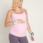 Women's Y Back Maternity Tank - Ruched Sides Pink Peony