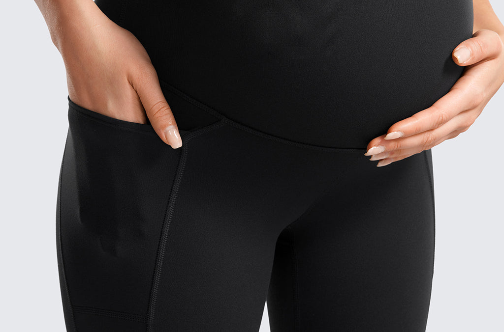 Women's Maternity Leggings with Pockets 28" Black