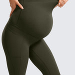 Women's Maternity Leggings with Pockets 28" Olive Green