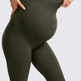 Women's Maternity Leggings with Pockets 28" Olive Green