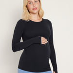 Women's Crewneck Maternity Long Sleeve Shirts White