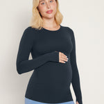Women's Crewneck Maternity Long Sleeve Shirts Black