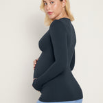 Women's Crewneck Maternity Long Sleeve Shirts Dark Lavender Purple