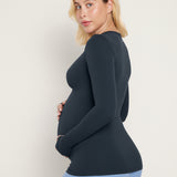 Women's Crewneck Maternity Long Sleeve Shirts Dark Lavender Purple