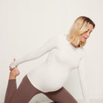 Women's Crewneck Maternity Long Sleeve Shirts Milky White