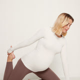 Women's Crewneck Maternity Long Sleeve Shirts Milky White