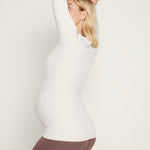 Women's Crewneck Maternity Long Sleeve Shirts Milky White