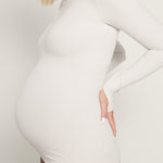 Women's Crewneck Maternity Long Sleeve Shirts Milky White