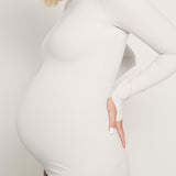 Women's Crewneck Maternity Long Sleeve Shirts Milky White