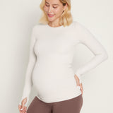 Women's Crewneck Maternity Long Sleeve Shirts Milky White