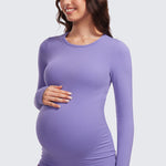 Women's Crewneck Maternity Long Sleeve Shirts Black