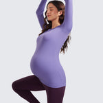 Women's Crewneck Maternity Long Sleeve Shirts Black