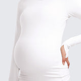 Women's Crewneck Maternity Long Sleeve Shirts White