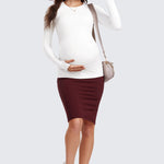 Women's Crewneck Maternity Long Sleeve Shirts White
