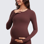 Women's Crewneck Maternity Long Sleeve Shirts Dark Lavender Purple