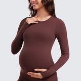 Women's Crewneck Maternity Long Sleeve Shirts Dark Lavender Purple