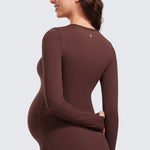 Women's Crewneck Maternity Long Sleeve Shirts Dark Lavender Purple