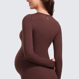 Women's Crewneck Maternity Long Sleeve Shirts Dark Lavender Purple