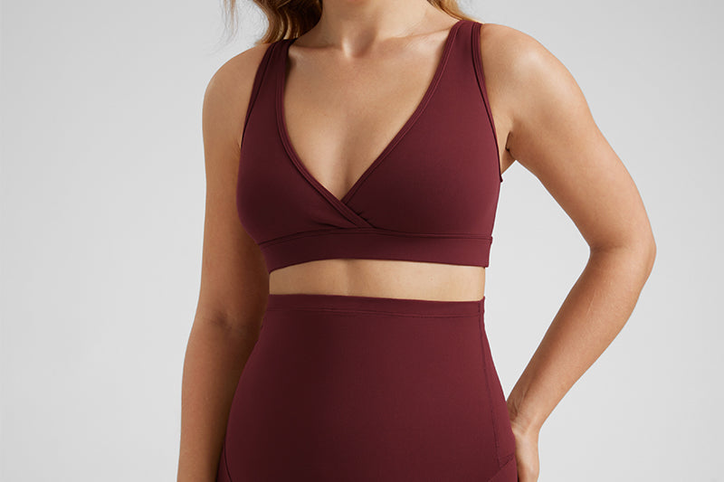 Women's U-Back Crossover Maternity Bra Red Merlot