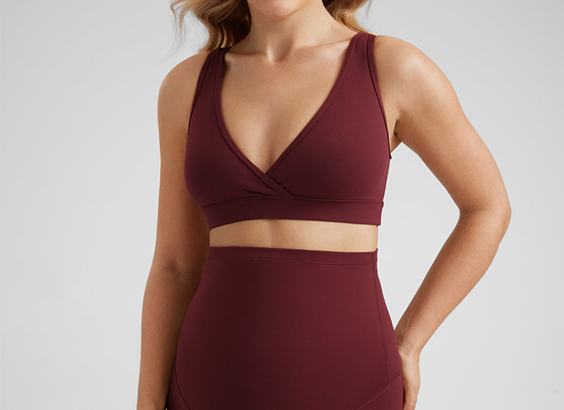 Women's U-Back Crossover Maternity Bra Red Merlot
