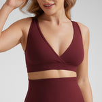 Women's U-Back Crossover Maternity Bra Red Merlot