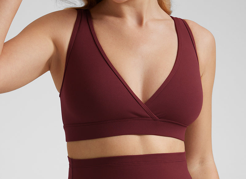 Women's U-Back Crossover Maternity Bra Red Merlot