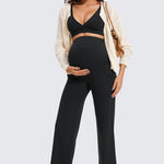 Women' Maternity Wide Leg Pants with Pockets 31.5" Olive Green