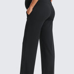 Women' Maternity Wide Leg Pants with Pockets 31.5" Black