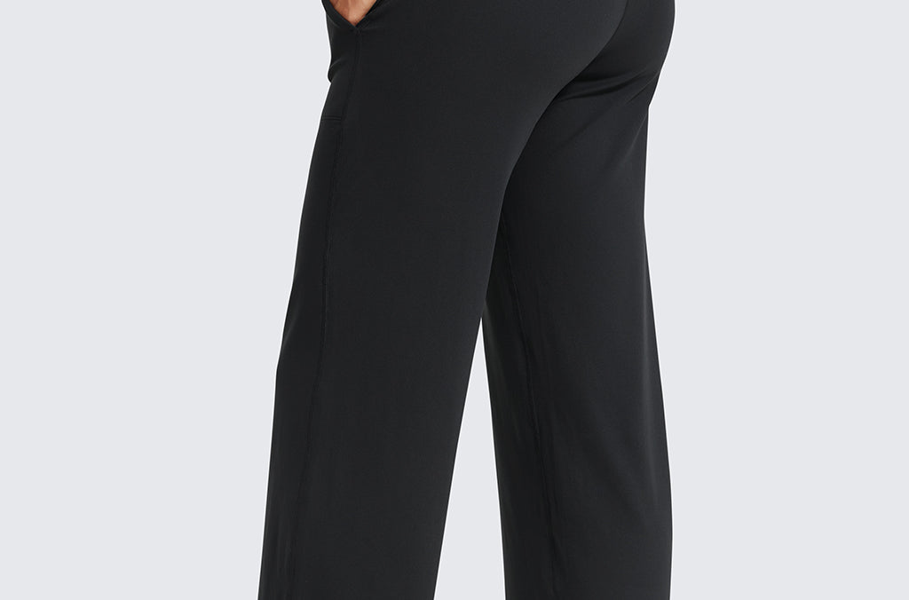 Women' Maternity Wide Leg Pants with Pockets 31.5" Black